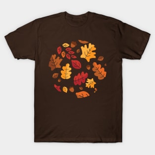 Autumn leaves pattern in a circle T-Shirt